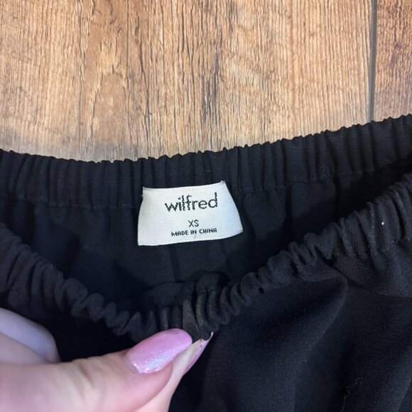 Aritzia Wilfred Eleanora Blouse Top Size XS Black Cropped Off Shoulder Tie Front - Picture 4 of 9